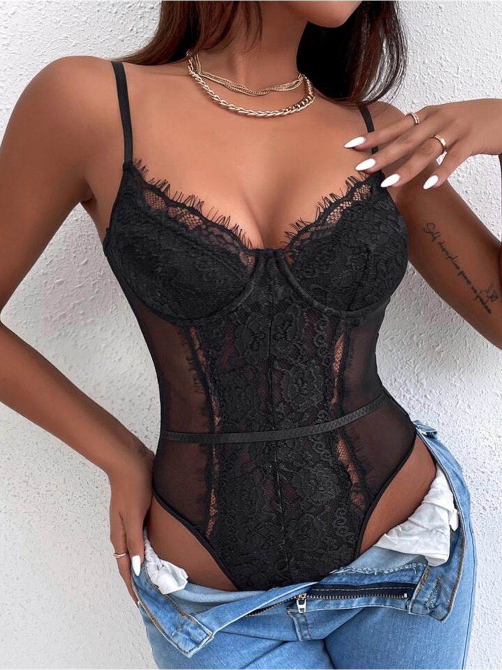 Lace Cami Bodysuit NWOT
